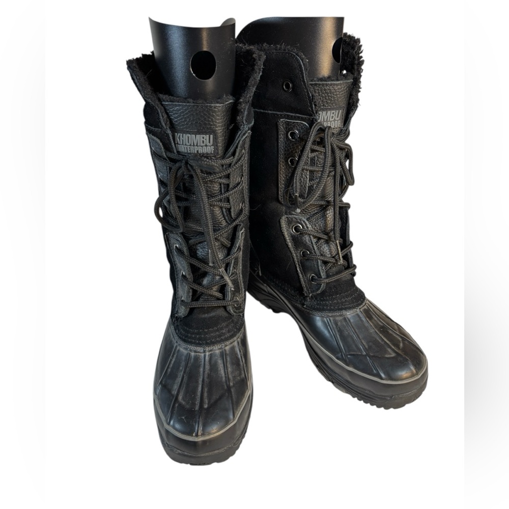 Khombu Black Waterproof Duck Boots Faux Fur Lined‎ Women's 6